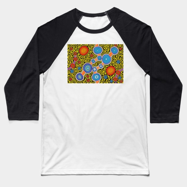 Aboriginal Art - The Journey 3 Baseball T-Shirt by hogartharts